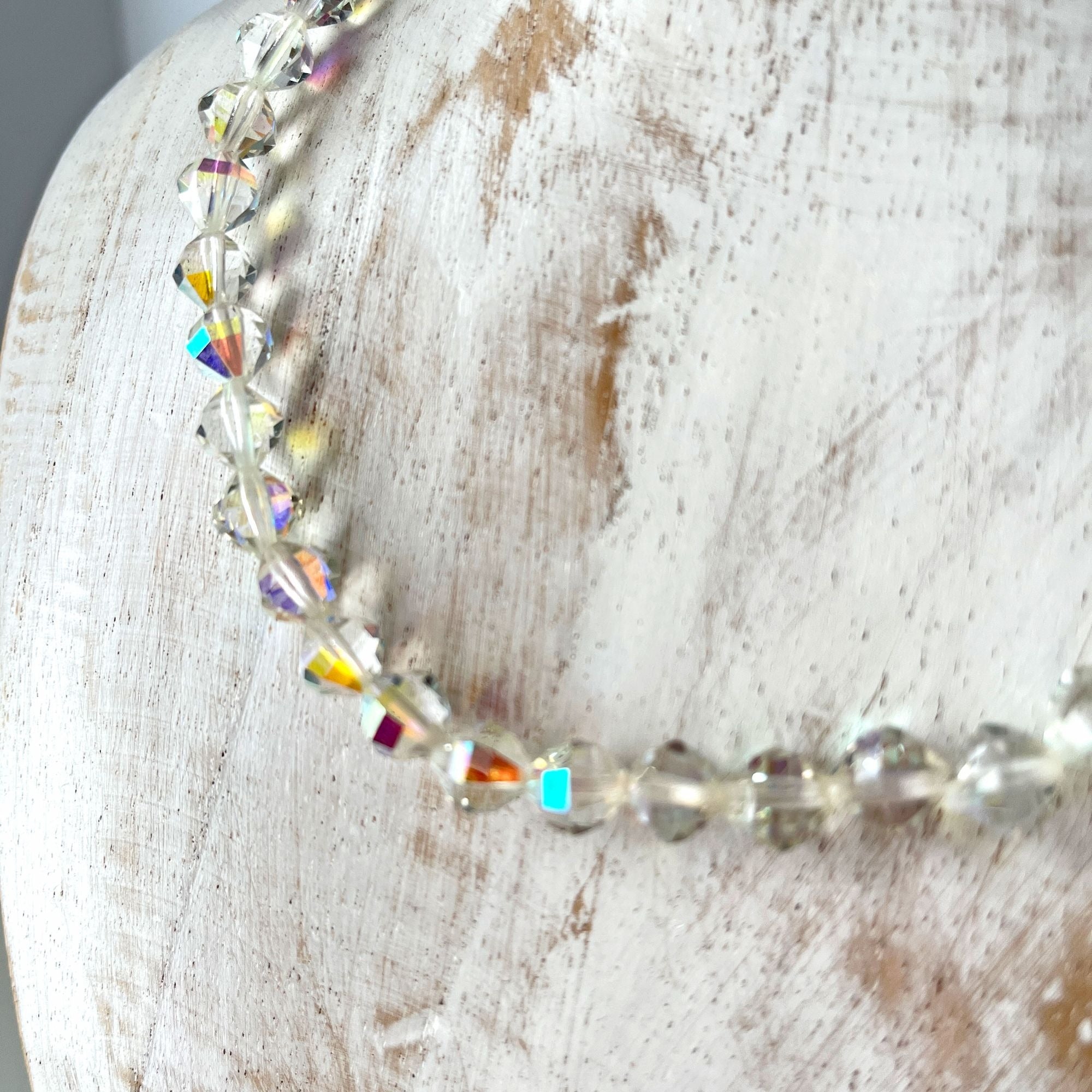 Vintage Crystal Aurora Borealis Crystal Necklace Choker
