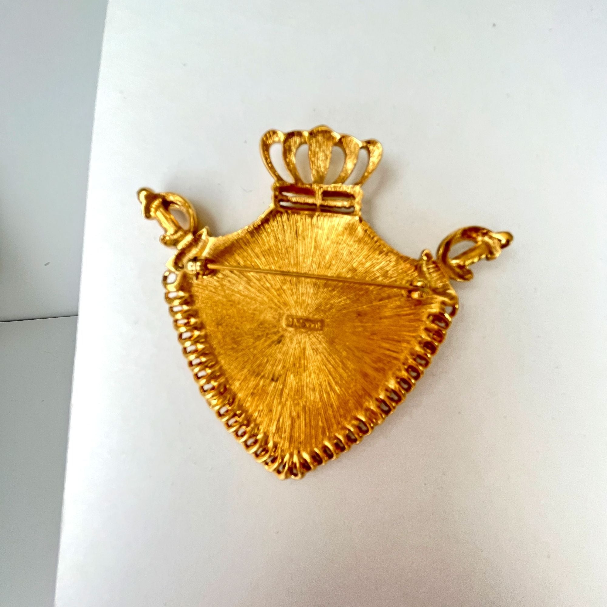 Vintage Monet Large Regal Sword Crown Shield Brooch Pin