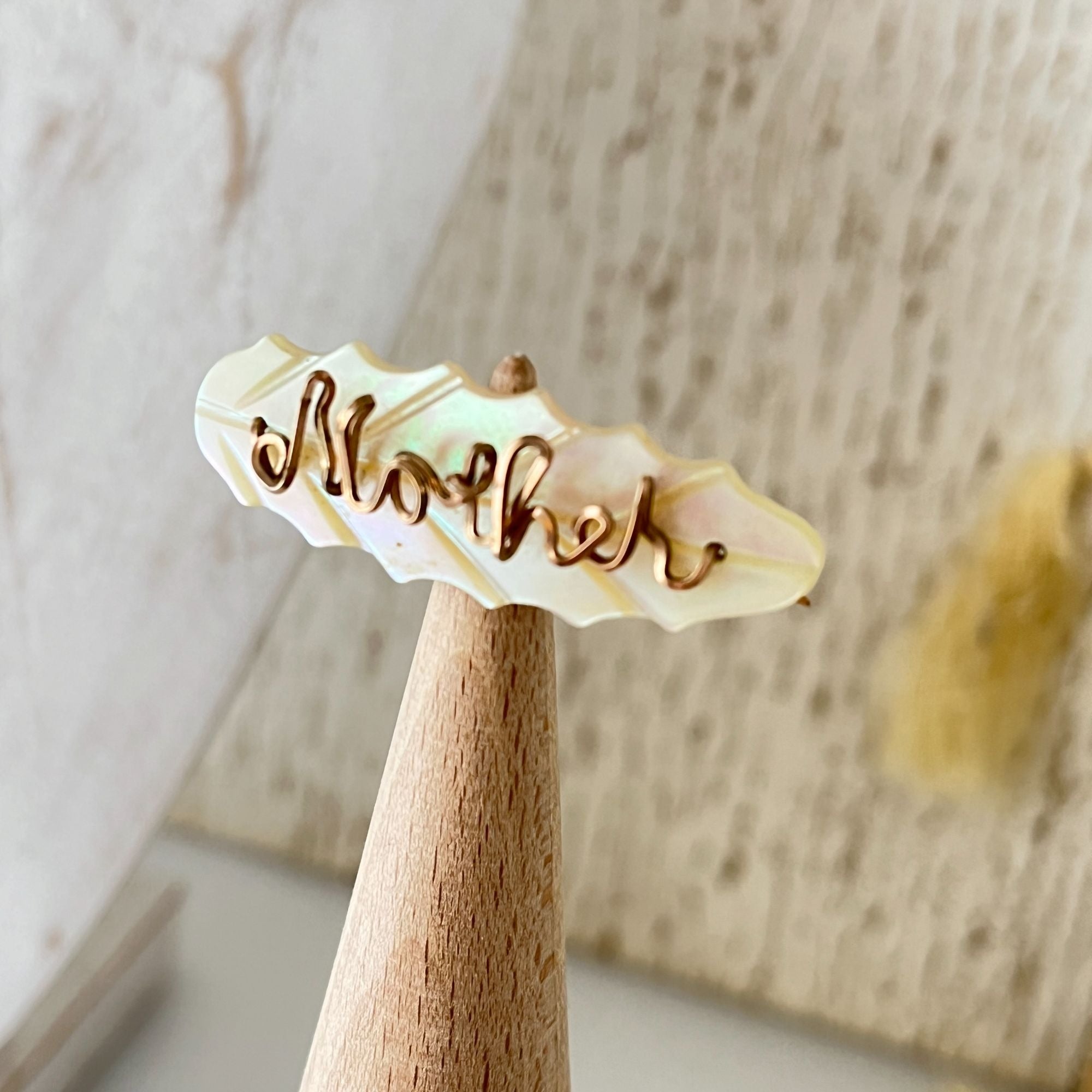 Vintage 1920s Mother of Pearl with Mother Lettering Sweetheart Brooch Pin
