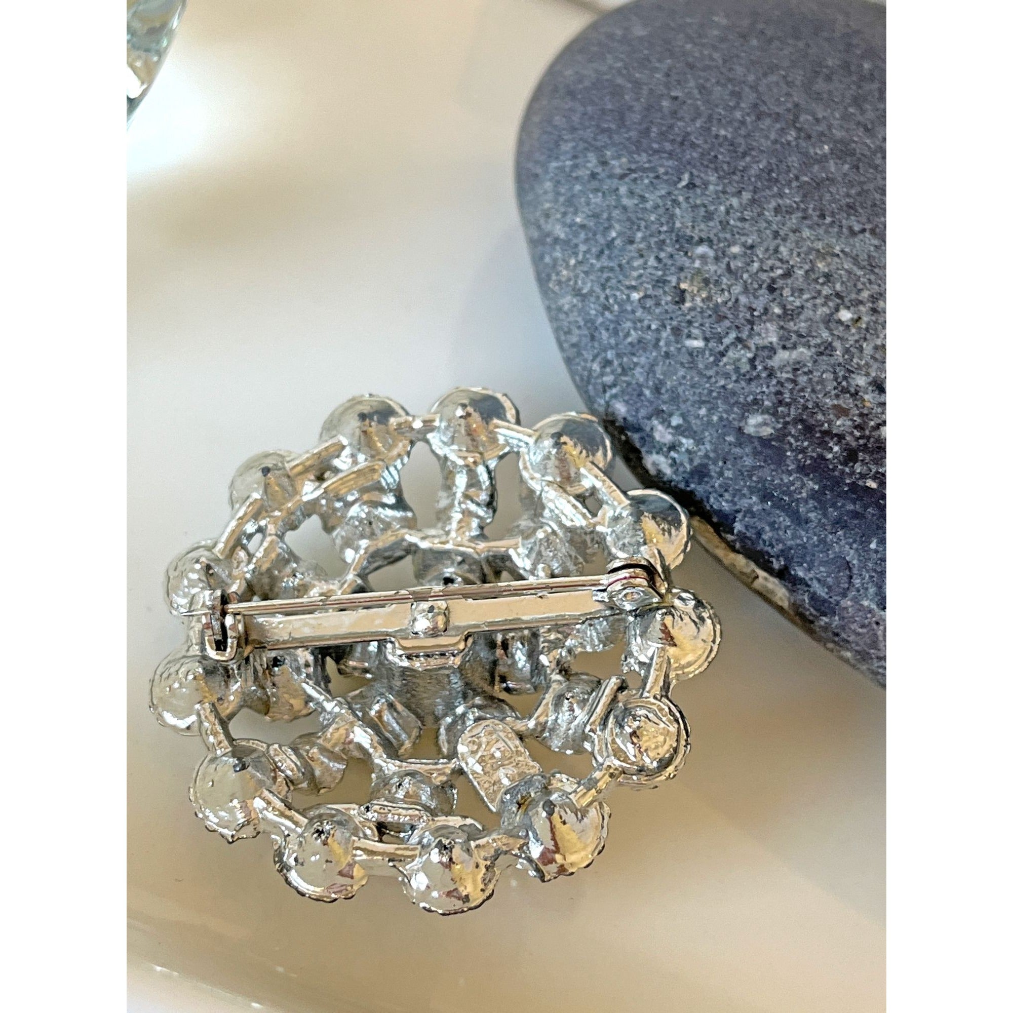 Vintage Hollywood Glamour Rhinestone Cushion Brooch Pin