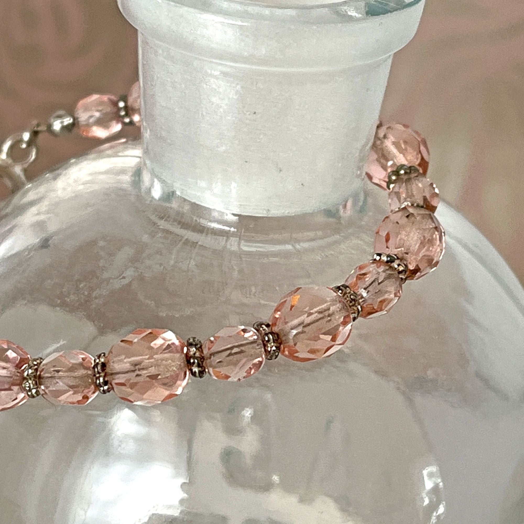 Cute Pink Rhinestone Crystal Bead Bracelet
