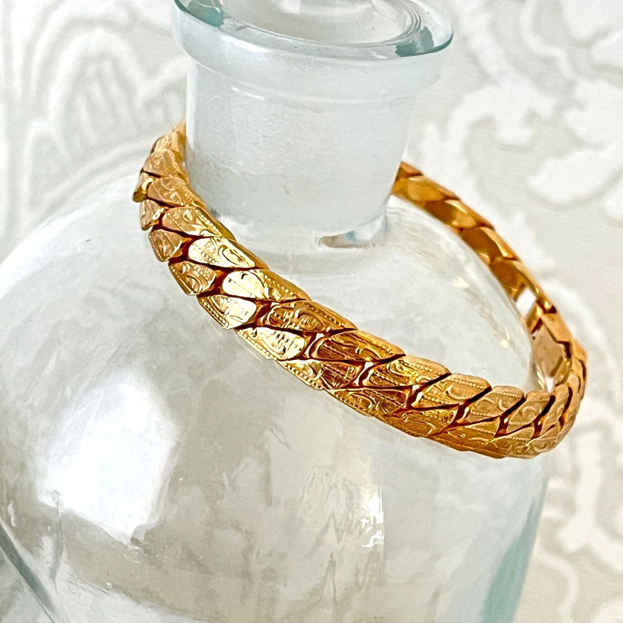 Vintage Chunky Textured Gold Tone Sarah Coventry Bracelet