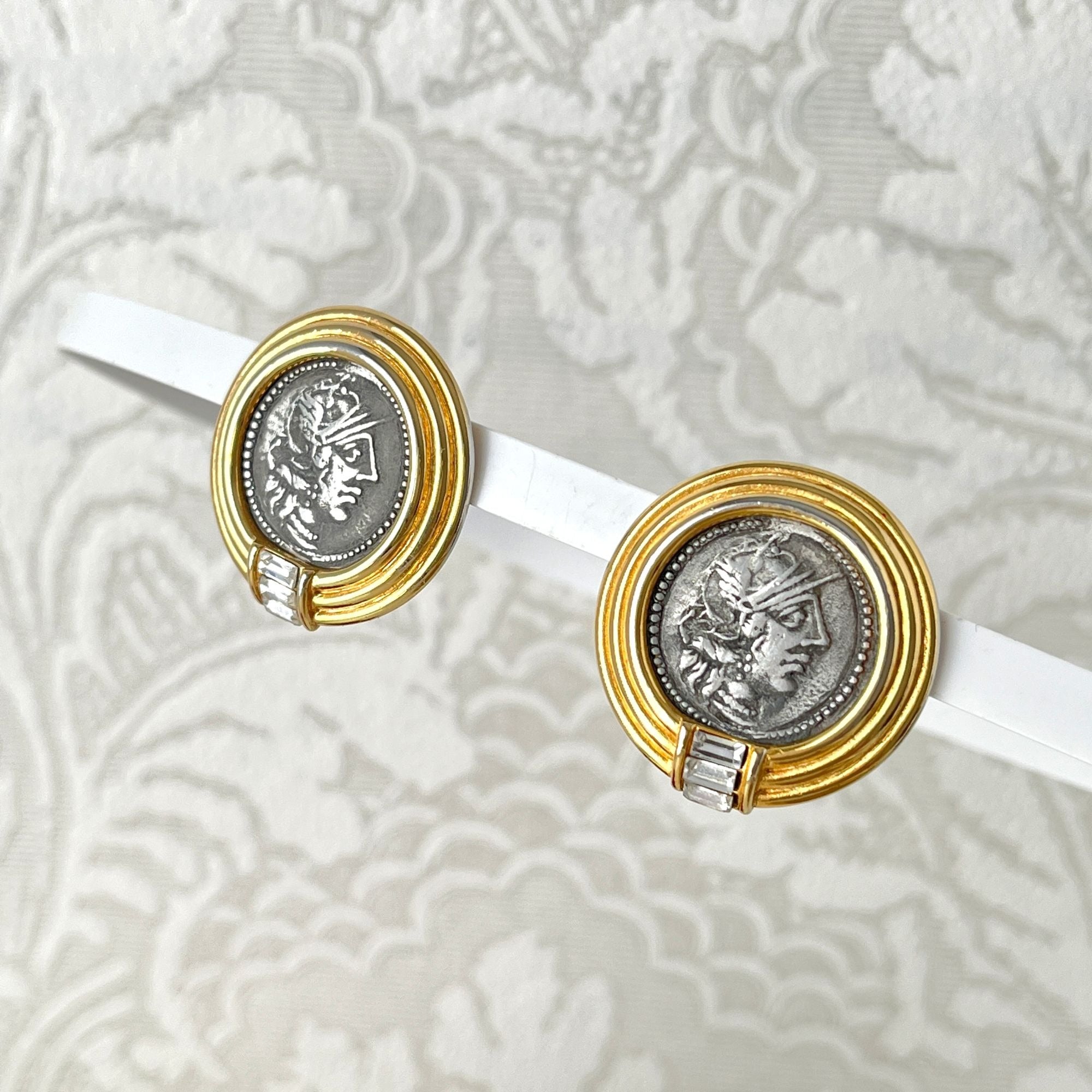 Charming Vintage 1980's Roman Coin Statement Earrings by TAT Pierced