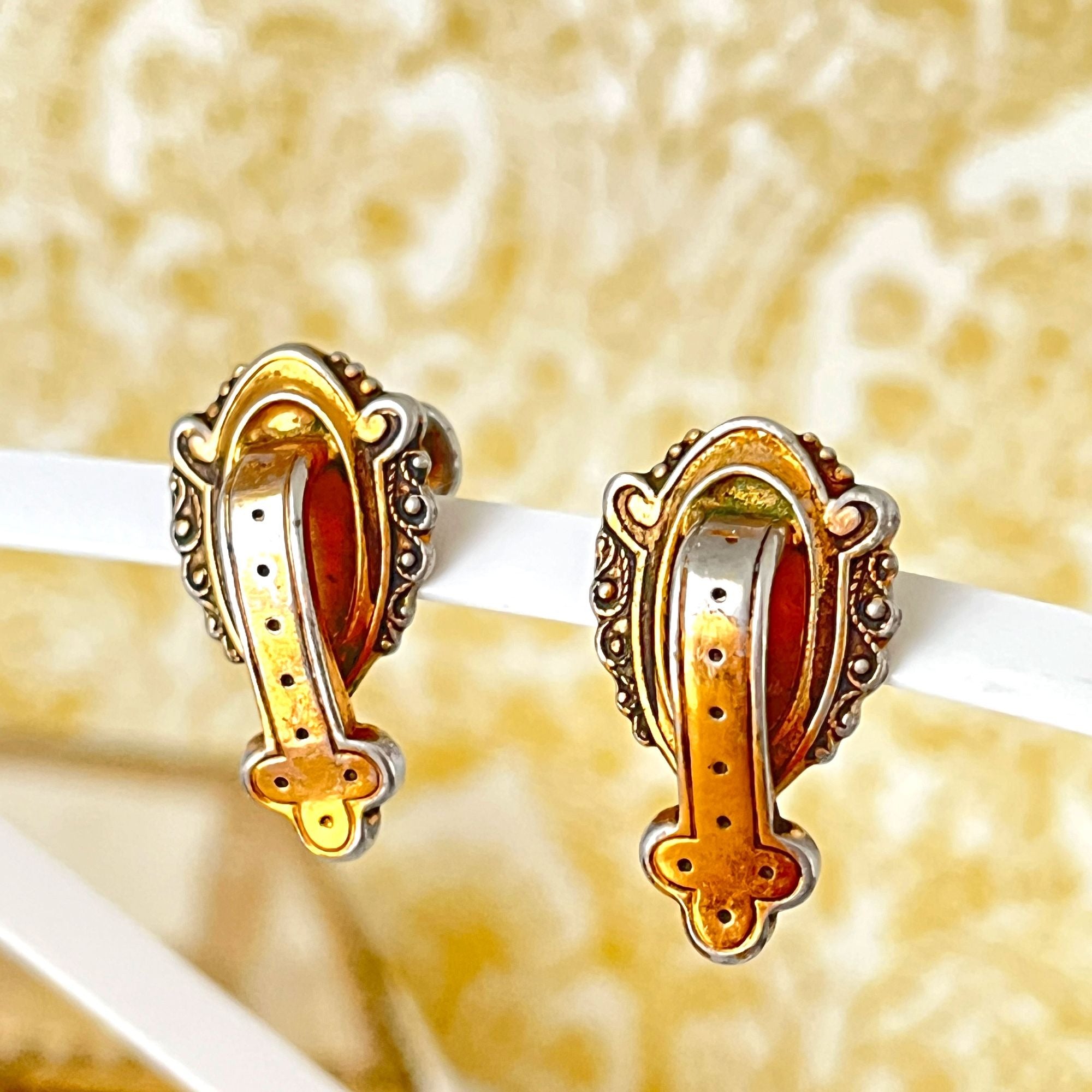 1940s Coro Gold Tone Victorian Style Earrings