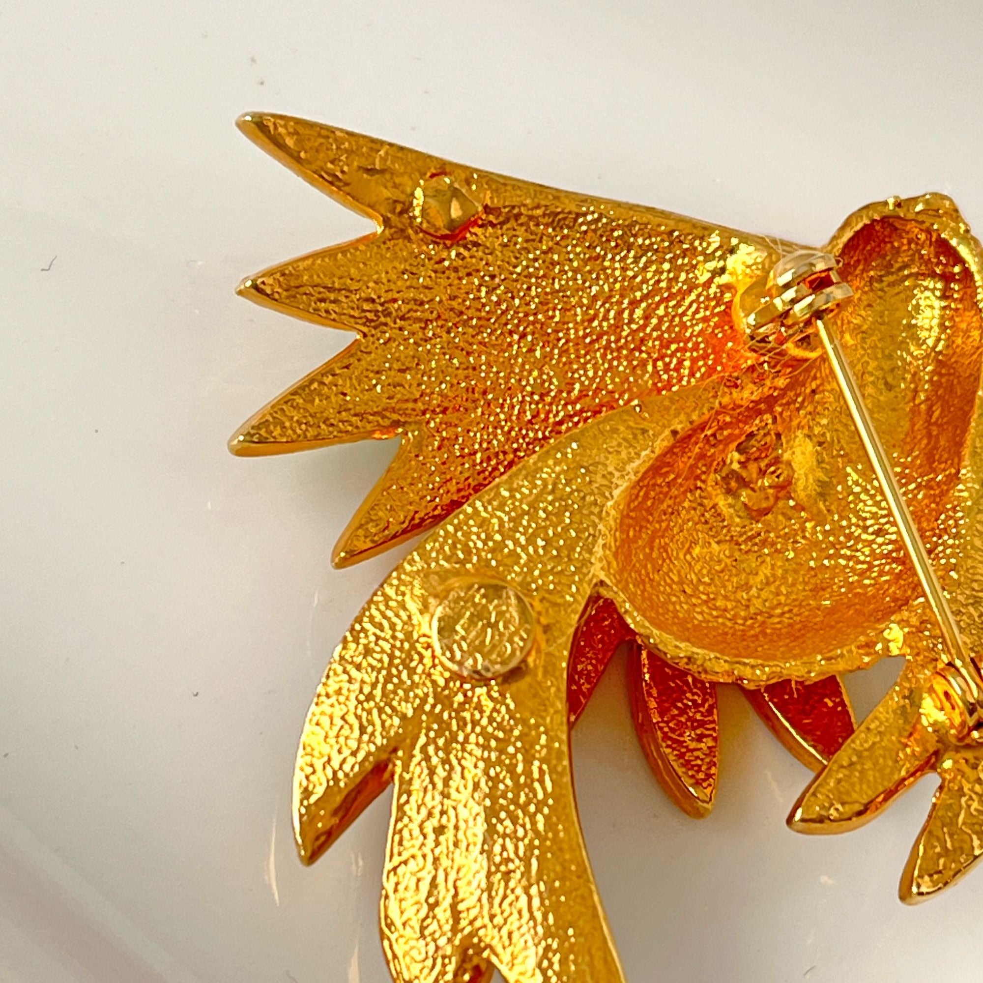 Vintage 14KT Gold Plated Enamel Hummingbird Brooch Pin Signed Lind SP