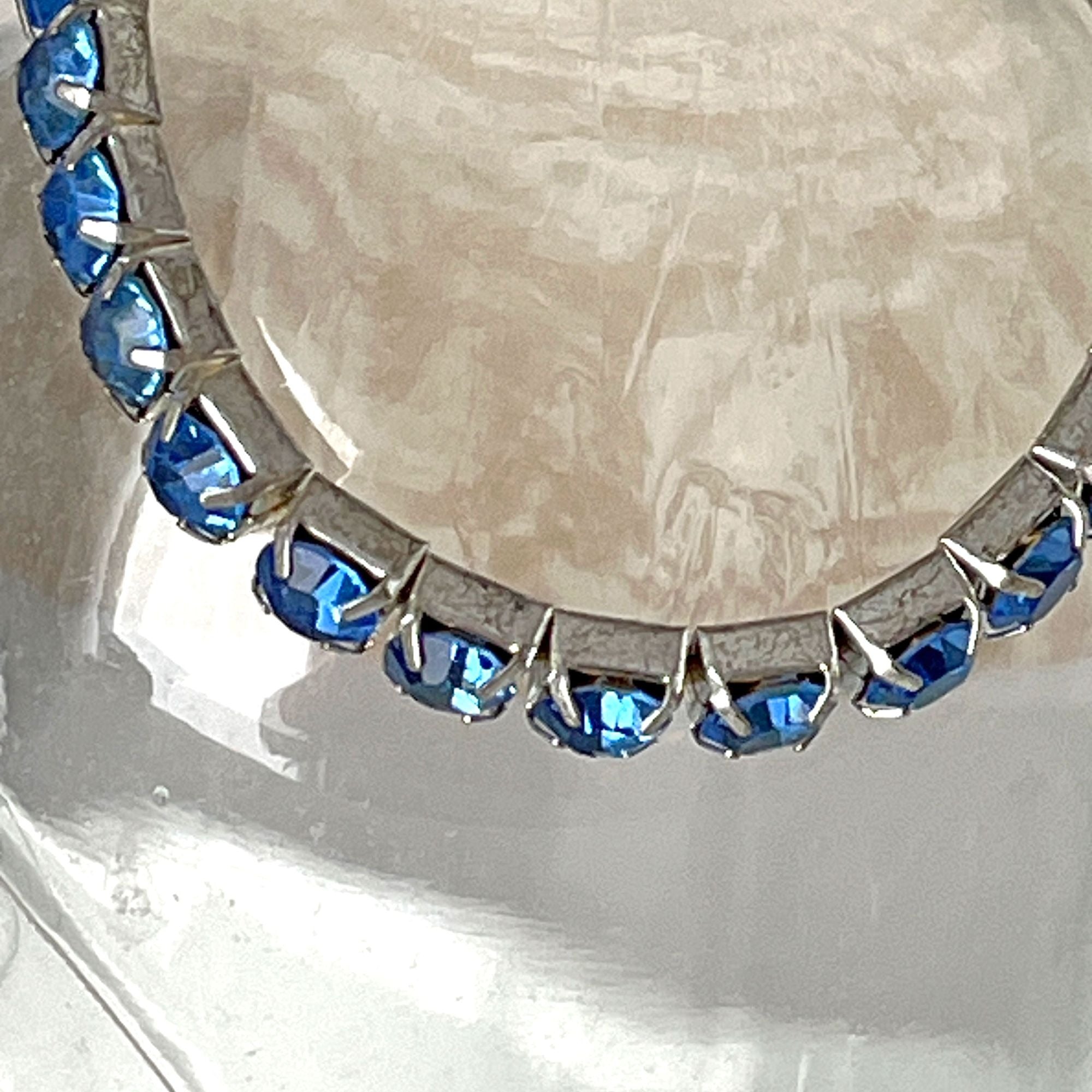 Vintage Simple Blue Rhinestone Stretch Tennis Bracelet