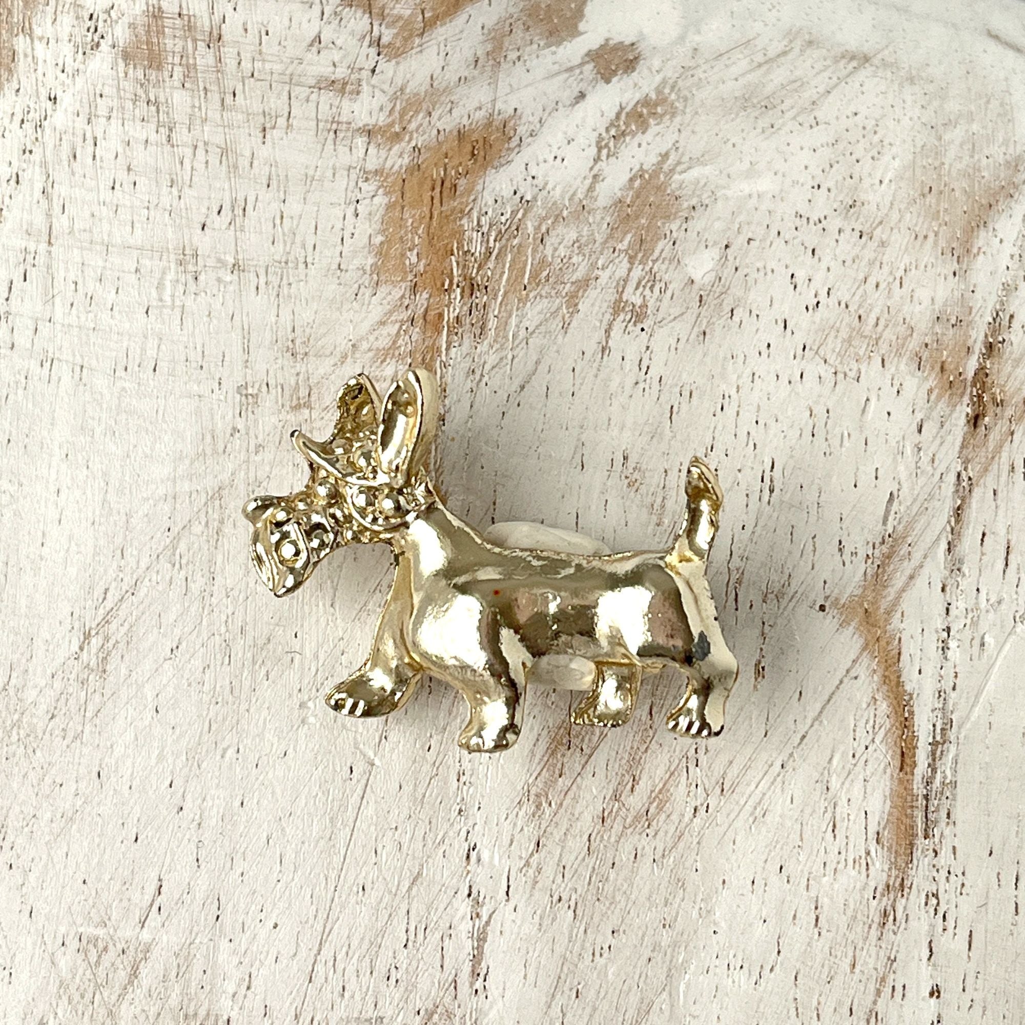 Vintage 1940s Gold Tone Scottie Dog Brooch Pin