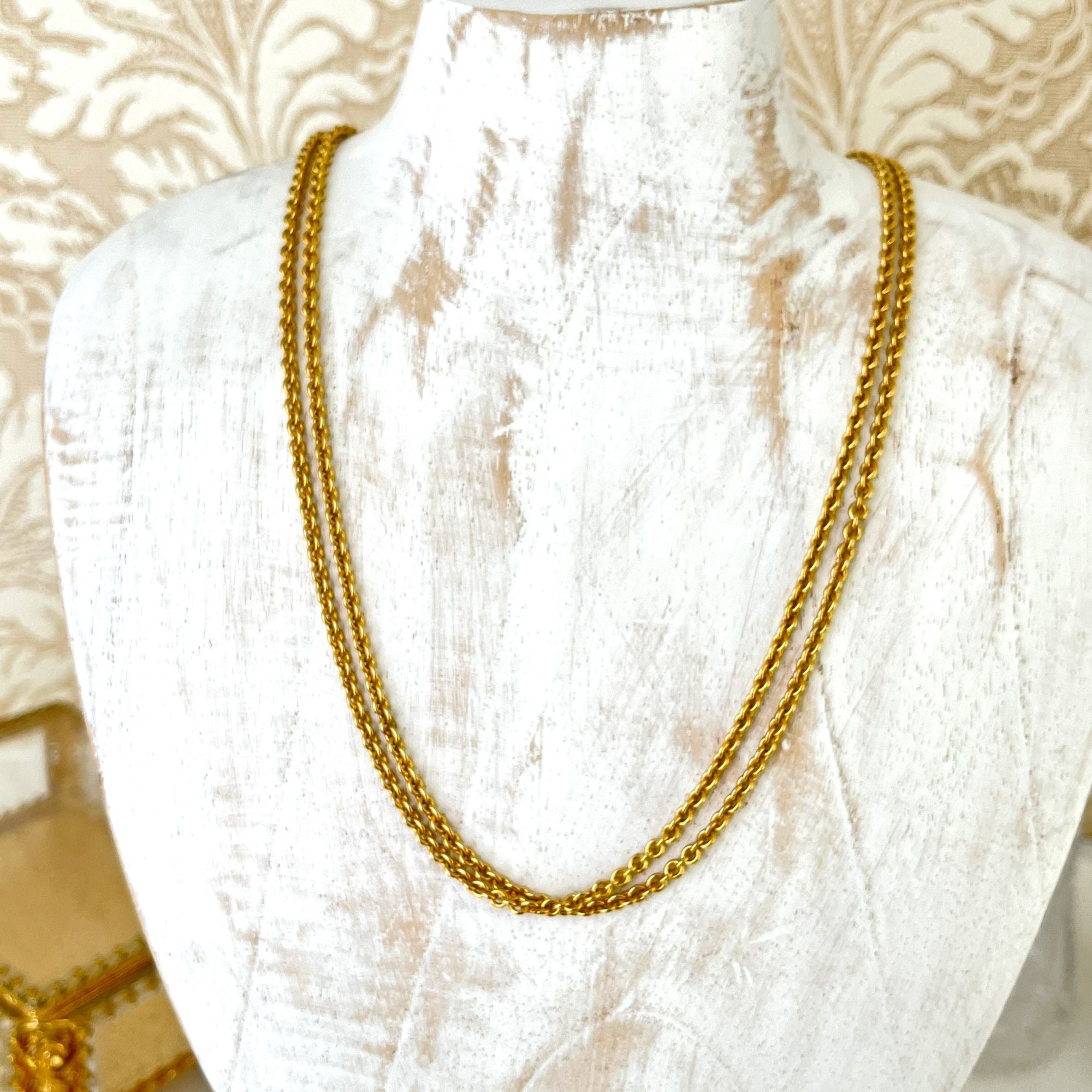 Vintage Double Chain Monet Princess Length Necklace 1980s