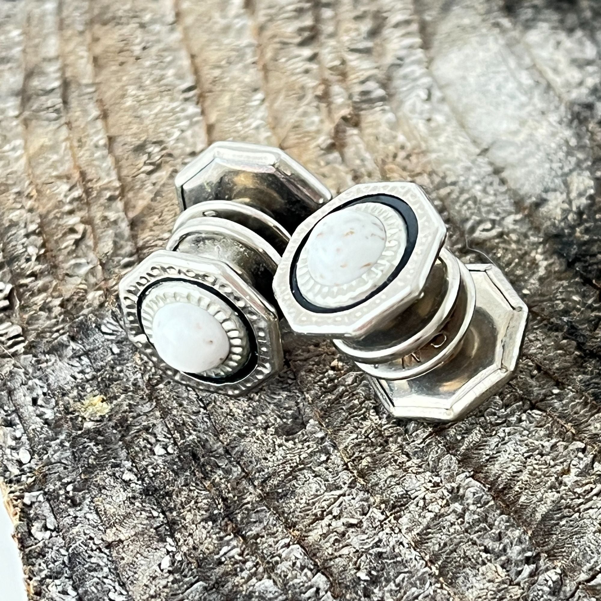 Vintage 1920s 1930s Snap Cuff Buttons Cufflinks Black White