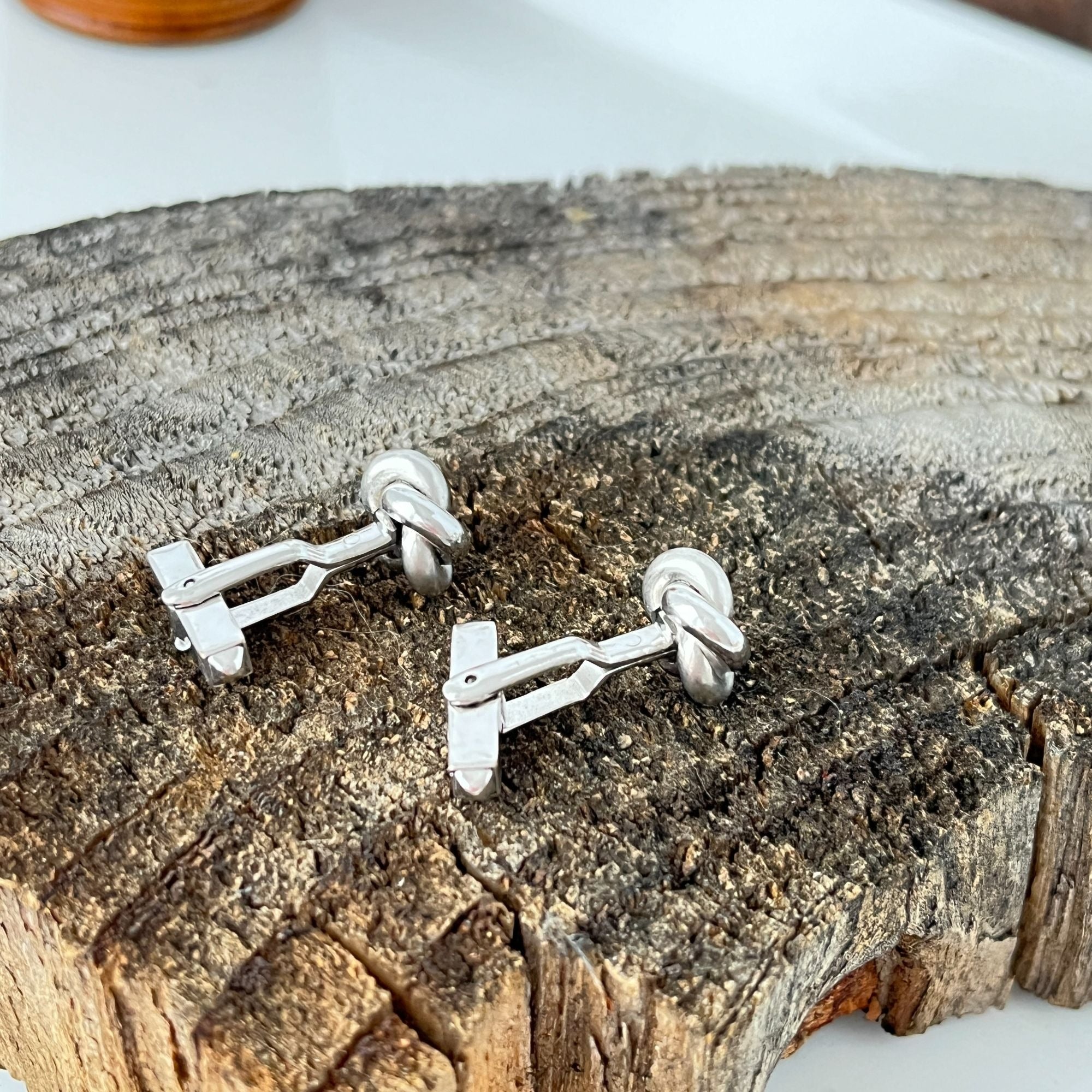 Vintage Silver Tone 1940s Love Knot Cufflinks