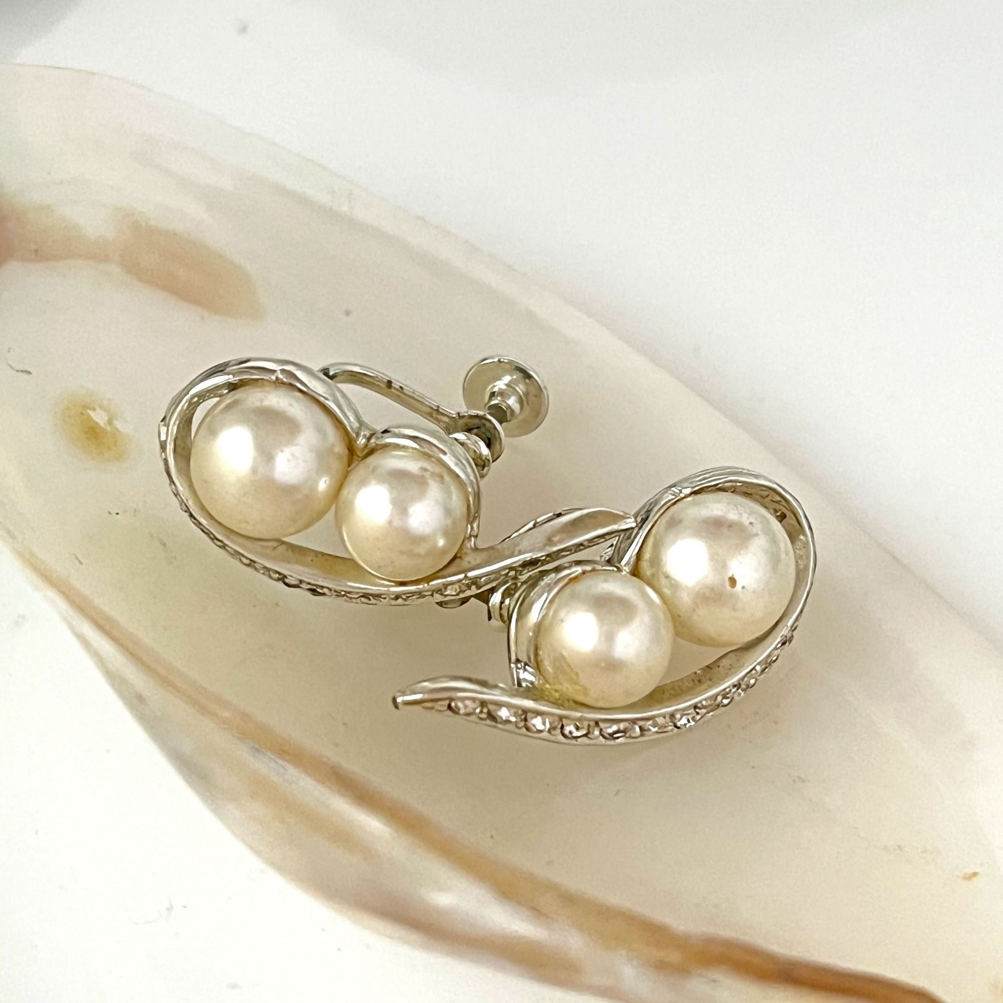 Super Pretty Vintage Rhinestone and Pearl Earrings Wedding Prom Cocktails