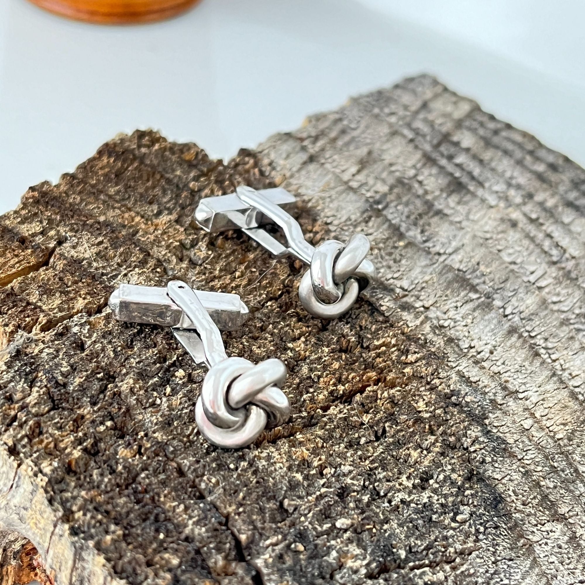 Vintage Silver Tone 1940s Love Knot Cufflinks