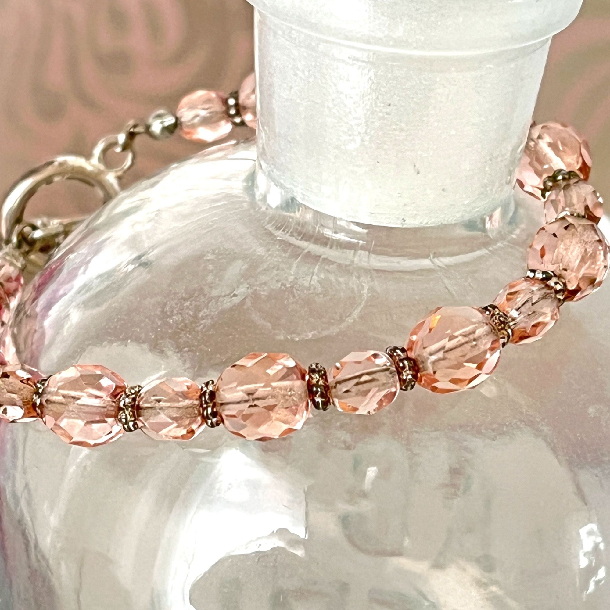 Cute Pink Rhinestone Crystal Bead Bracelet