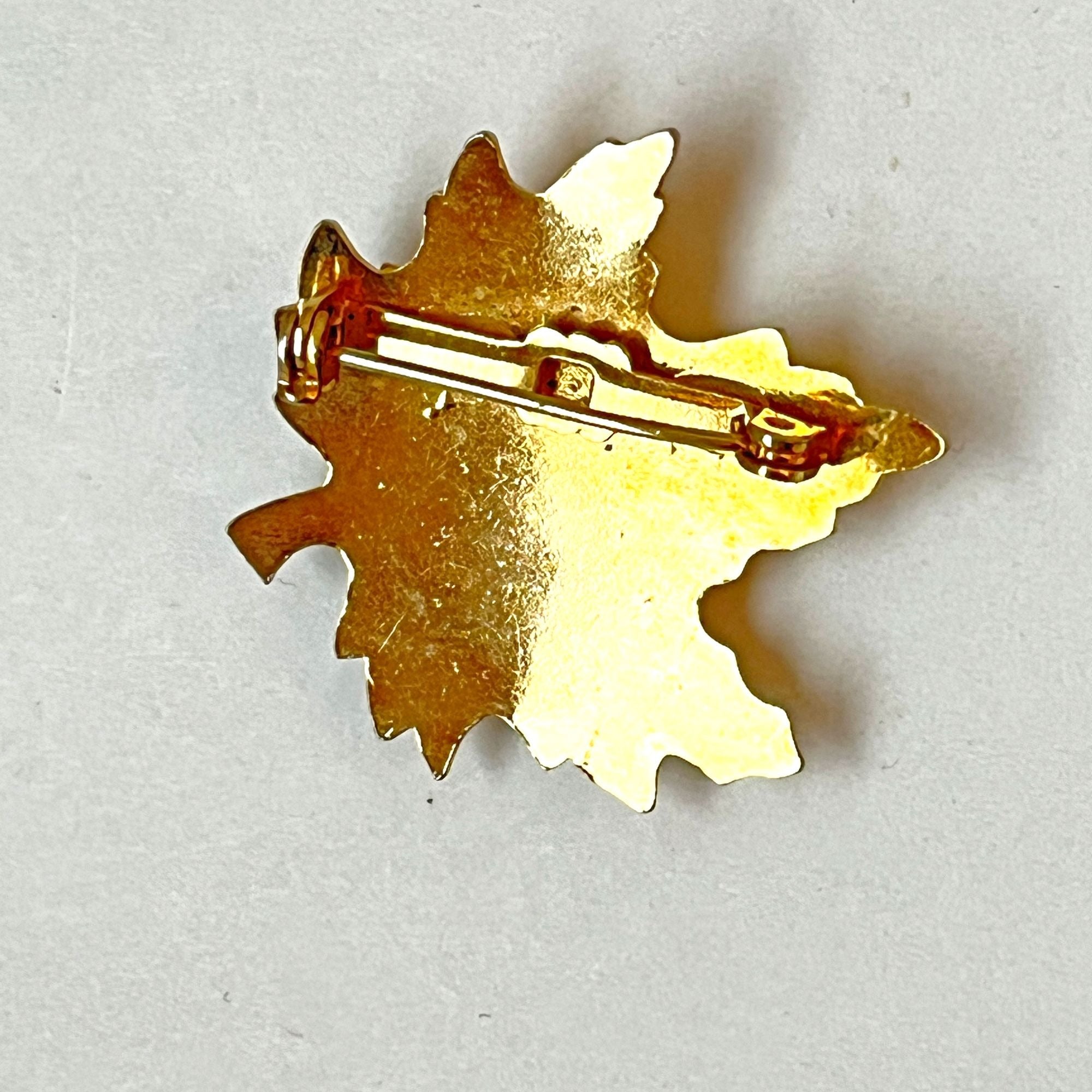 Vintage Gold Tone Maple Leaf and Butterfly Pin