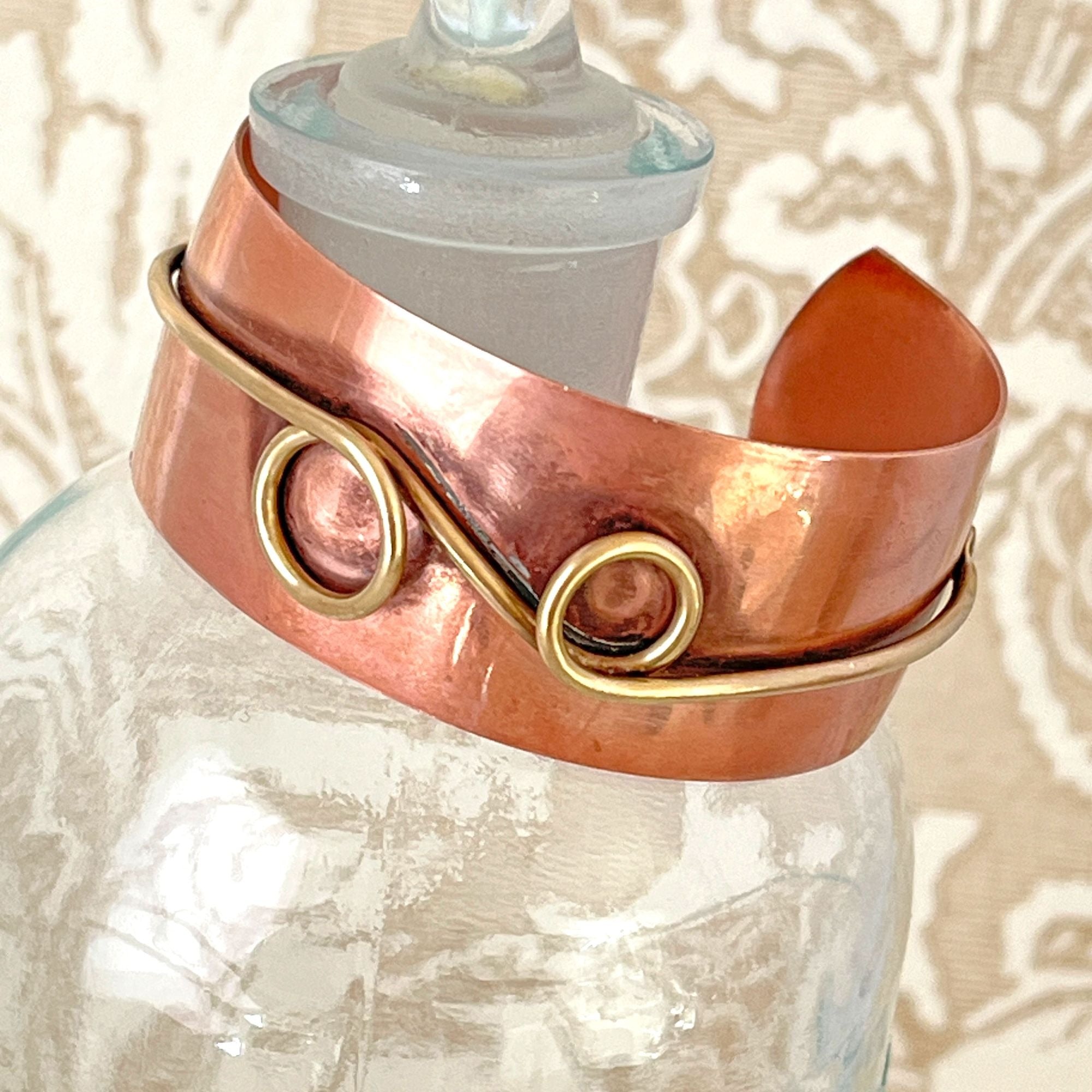 Vintage Modernist Copper Handmade Cuff Bracelet Circa 1950s