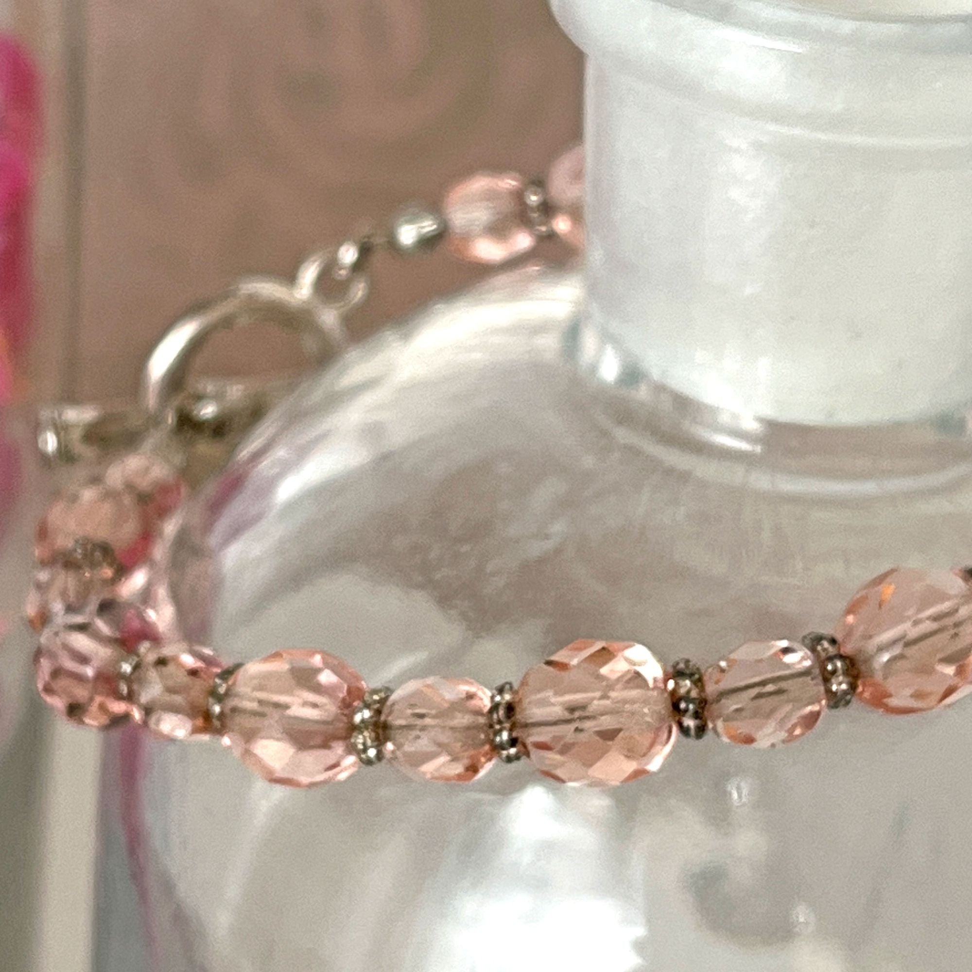 Cute Pink Rhinestone Crystal Bead Bracelet