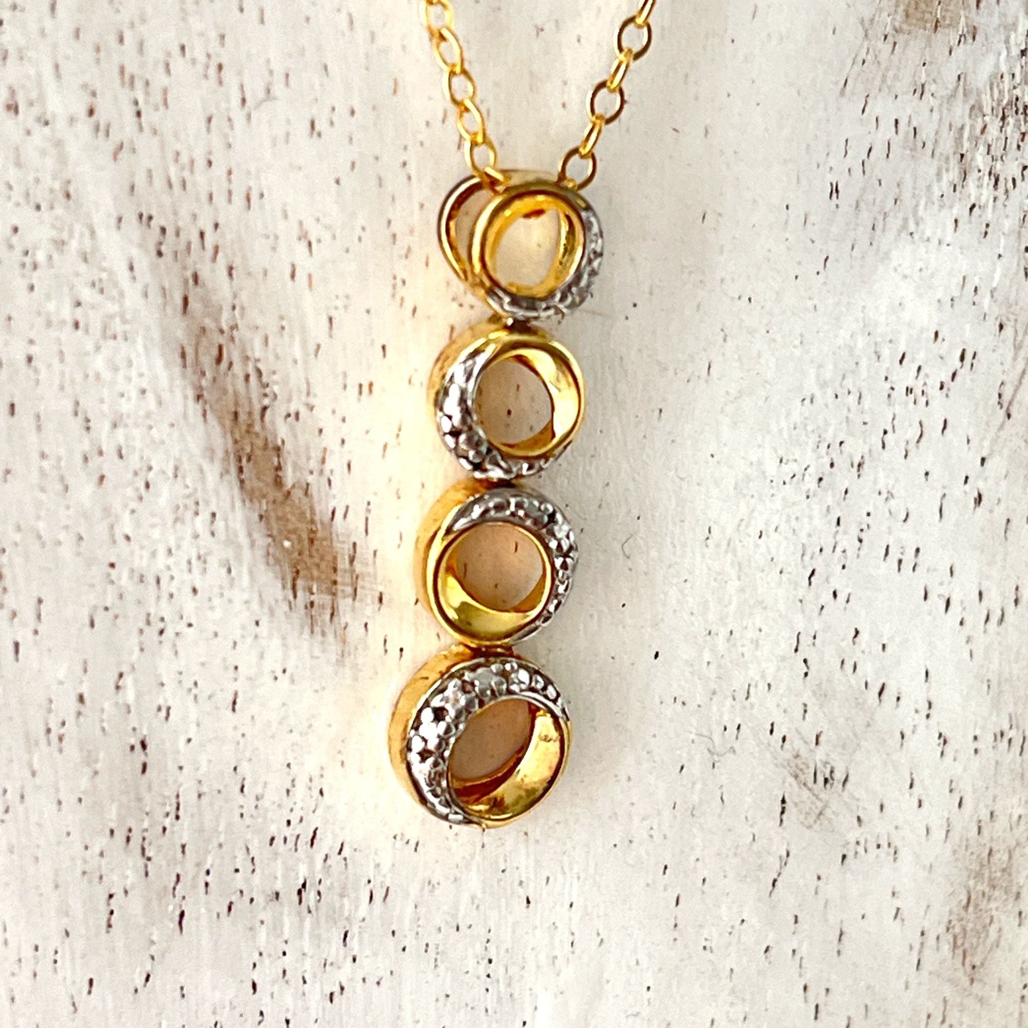 Delicate Eternity Circle Four Rings 925 Vermeil Gold Plated over Sterling Necklace