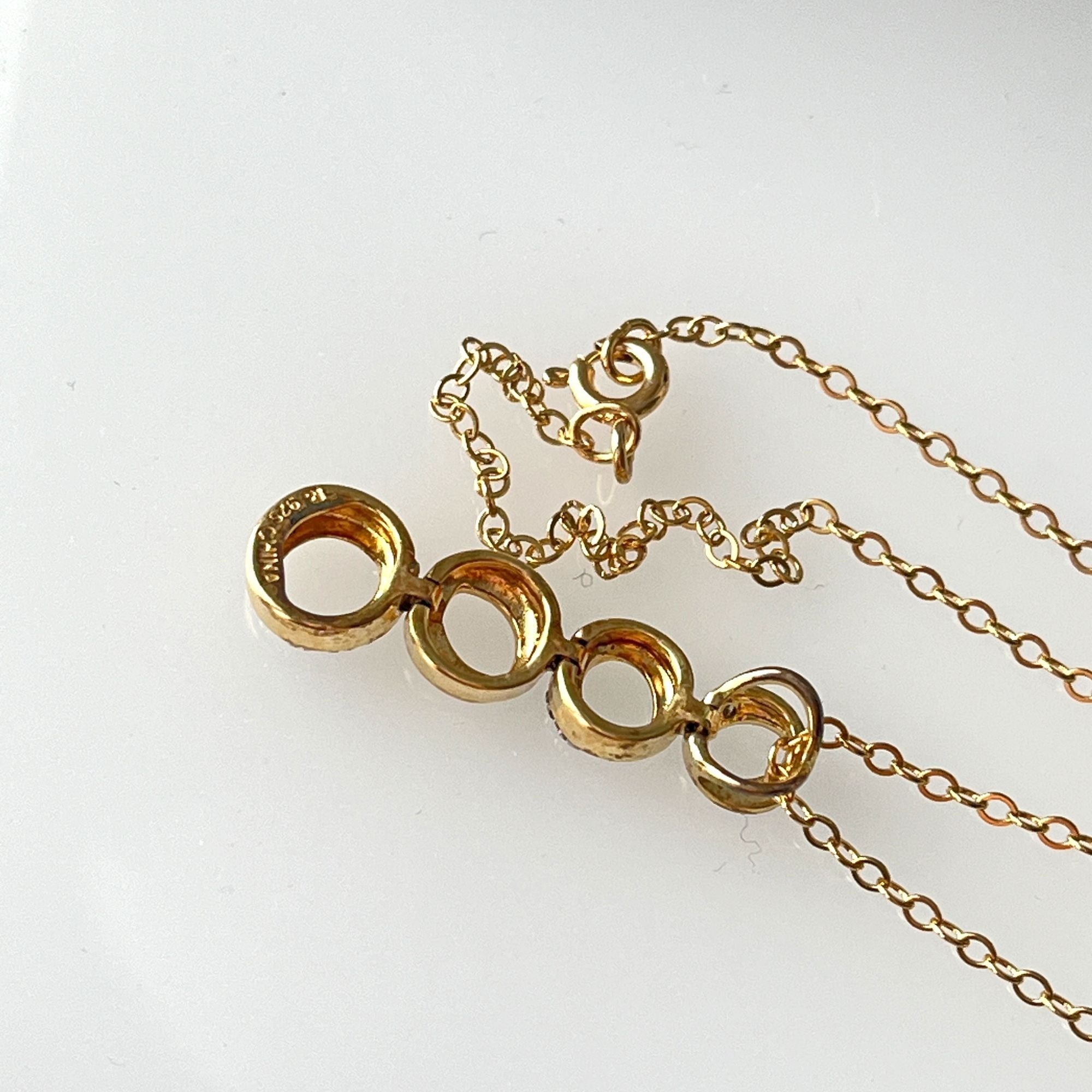 Delicate Eternity Circle Four Rings 925 Vermeil Gold Plated over Sterling Necklace