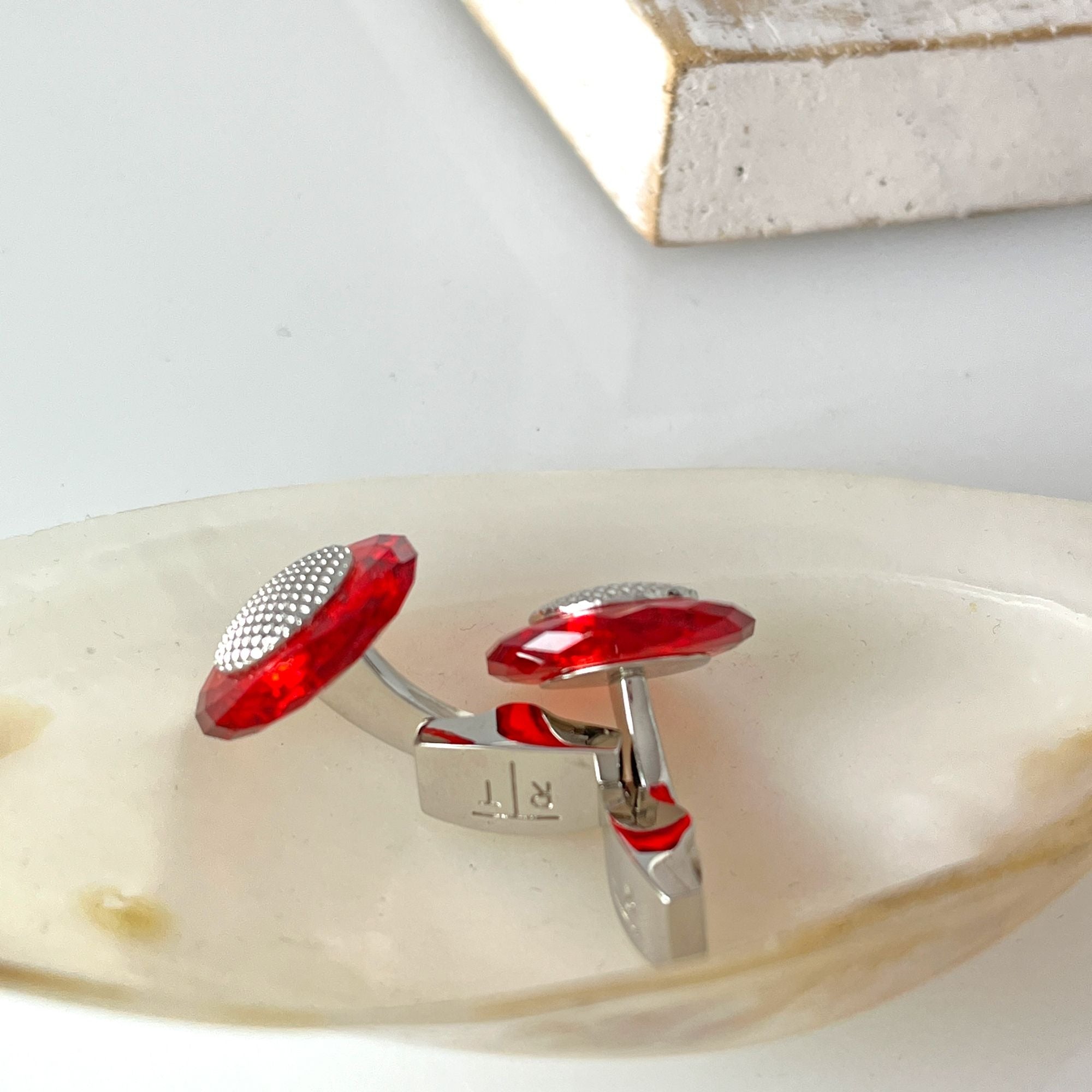 Tateossian of London Sophisticated Crystal Red Orange Cufflinks