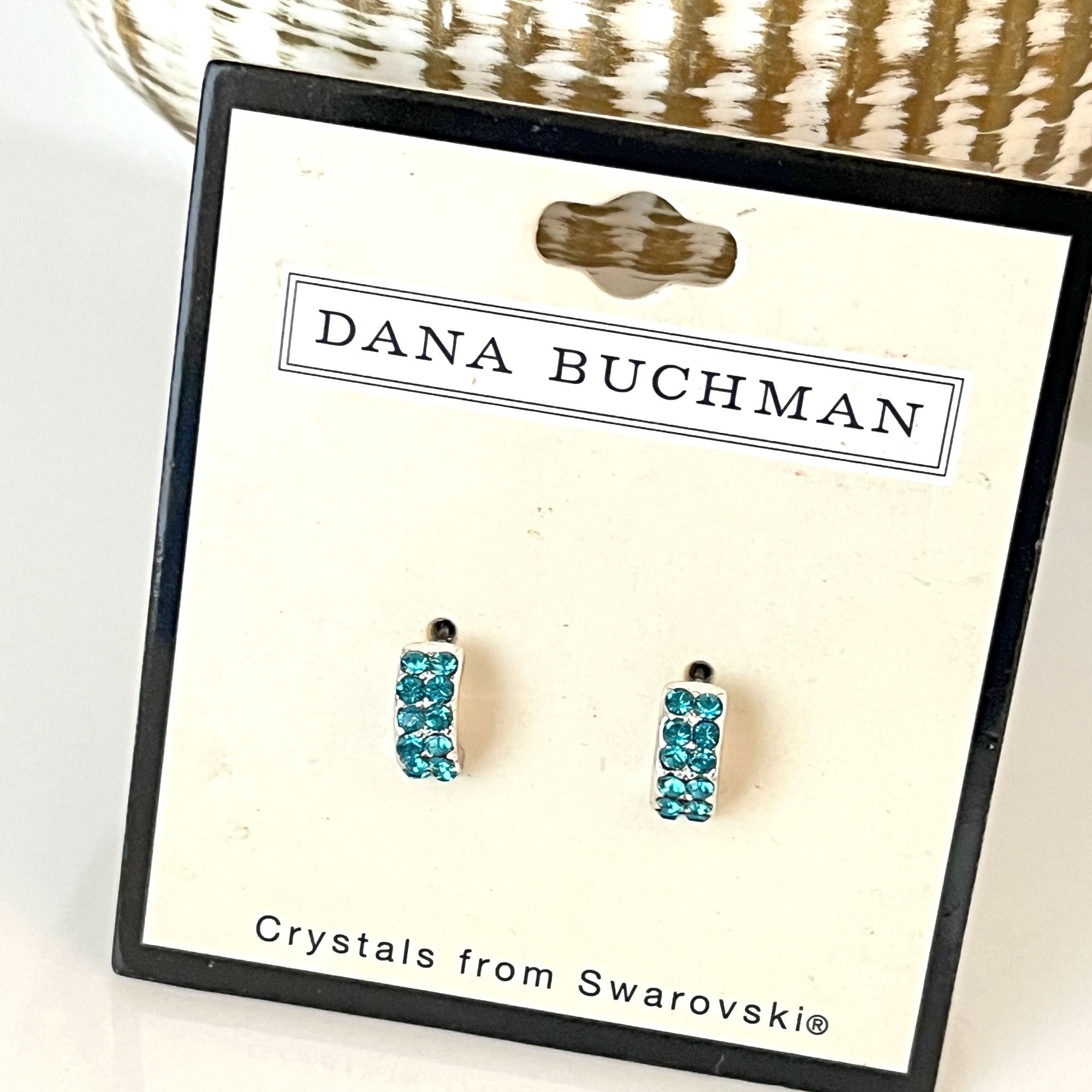 Pretty Aqua Rhinestone Dana Buchman Pierced Earrings