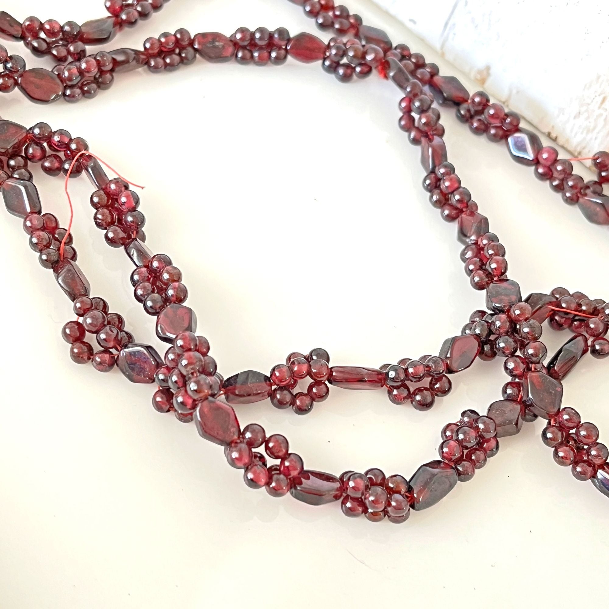 Antique Czech Glass Bead Hand Crafted Rope Necklace 1920s