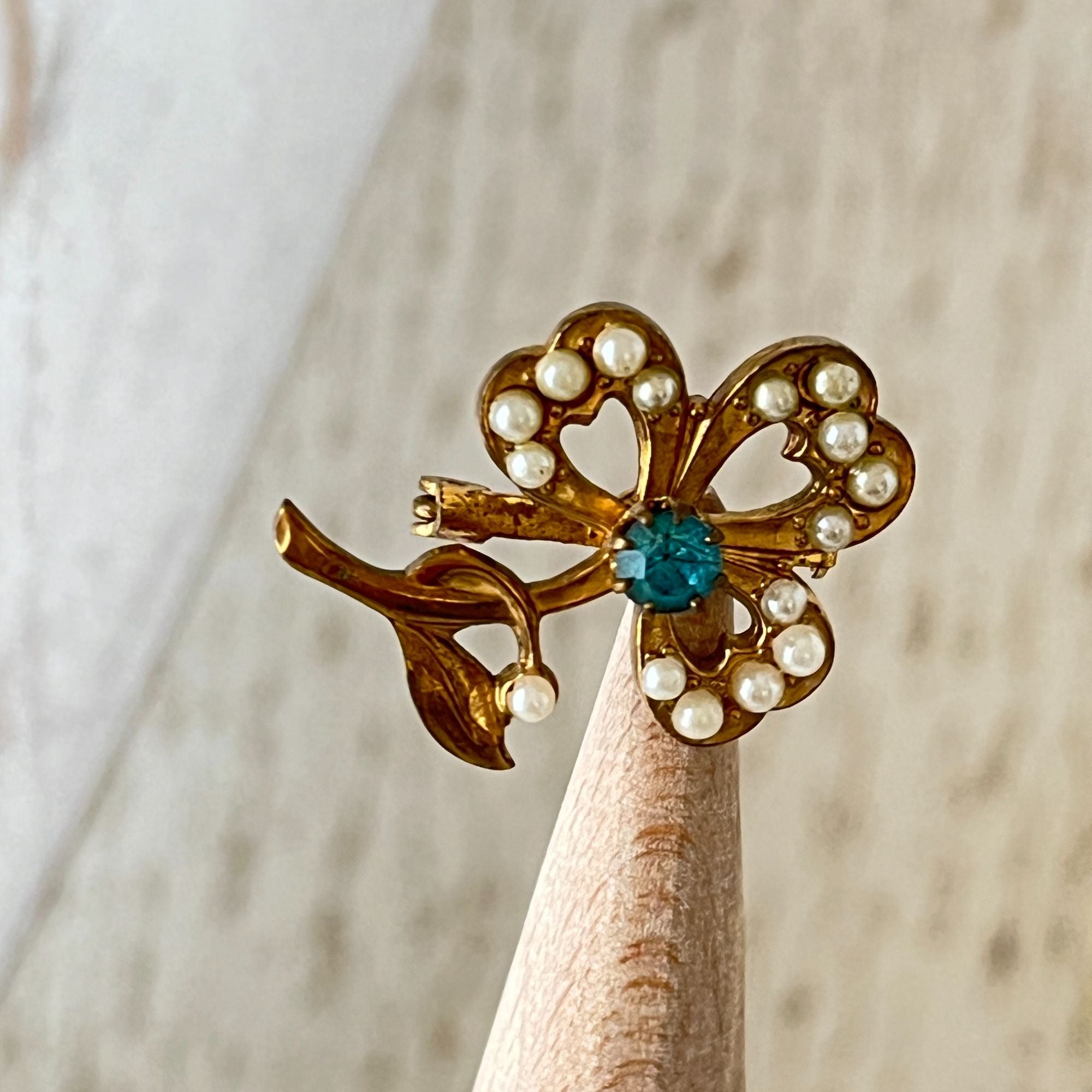 Cute Vintage Clover Brooch Pin Circa 1910-1920s