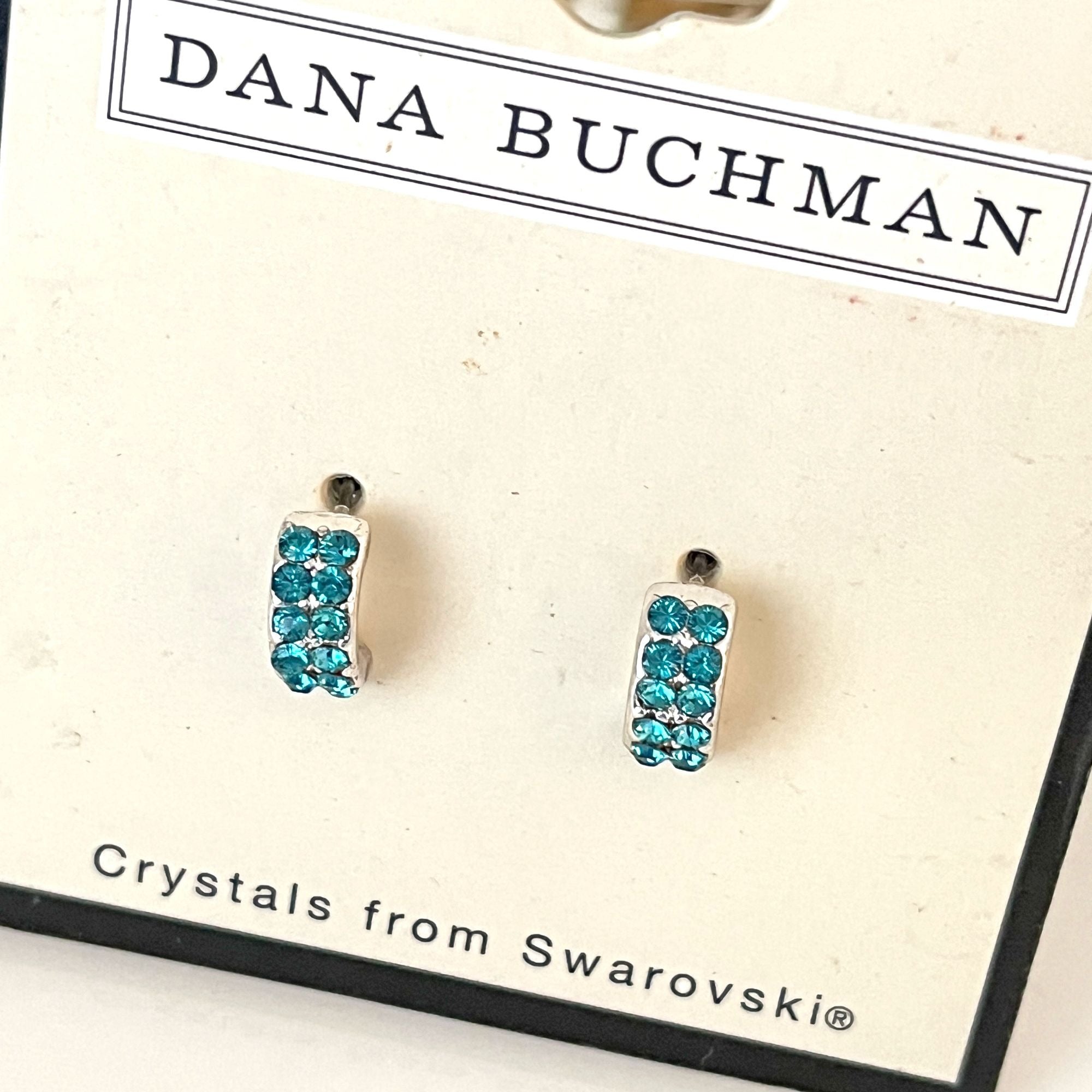 Pretty Aqua Rhinestone Dana Buchman Pierced Earrings