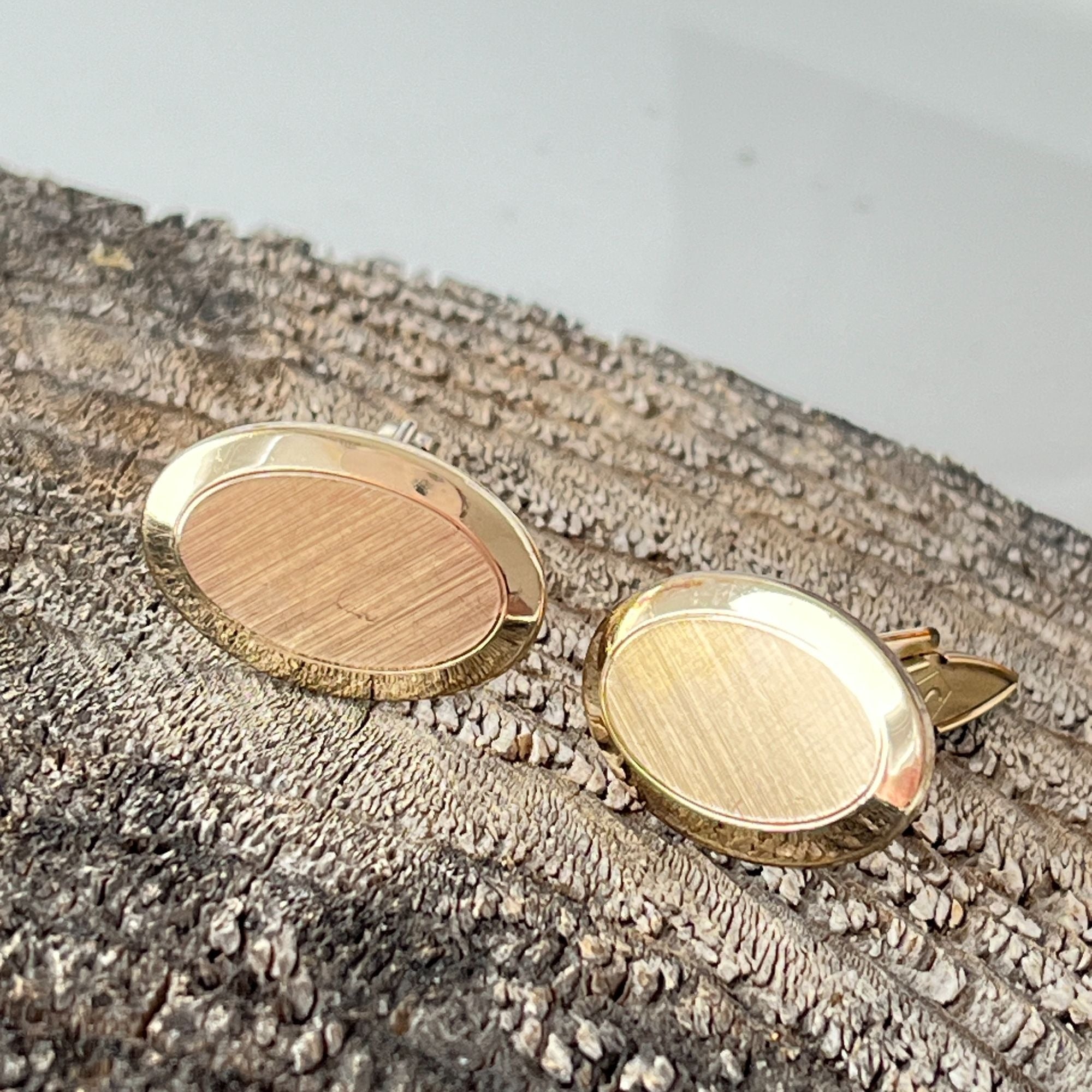 Gold Plated Vintage Swank Oval Textured Cufflinks 1940s