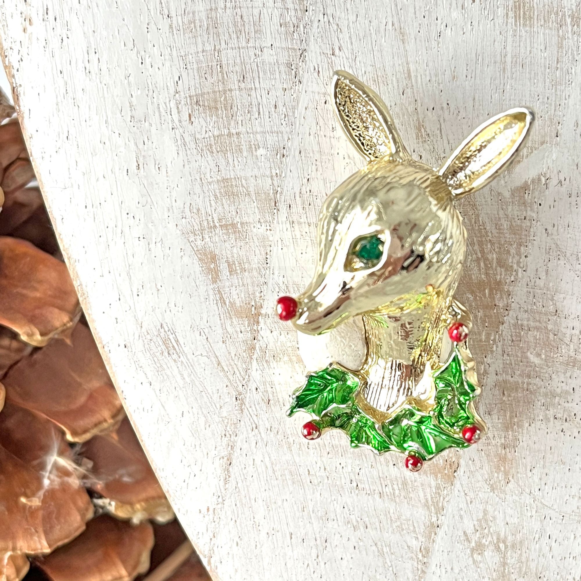 Vintage Gerrys Rudolph the Red Nosed Reindeer Brooch Pin 1960s