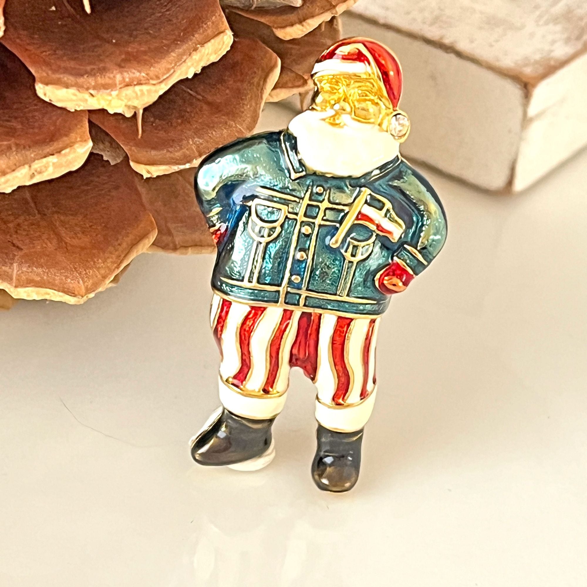 Adorable Vintage Christopher Radko Santa Christmas Brooch Pin